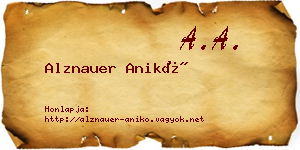Alznauer Anikó névjegykártya